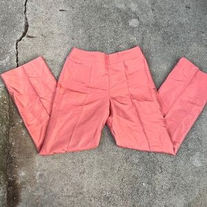 100% Silk wide leg pants mid rise salmon pink coral Talbots size 4 petite y2k xs